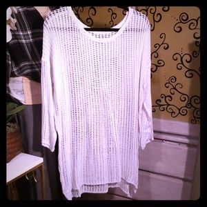 White swimsuit cover up long sleeve oversized NWOT